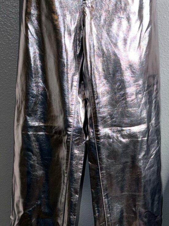 Guess Pants - GUESS Ambra metallic silver faux leather pants NWT size L